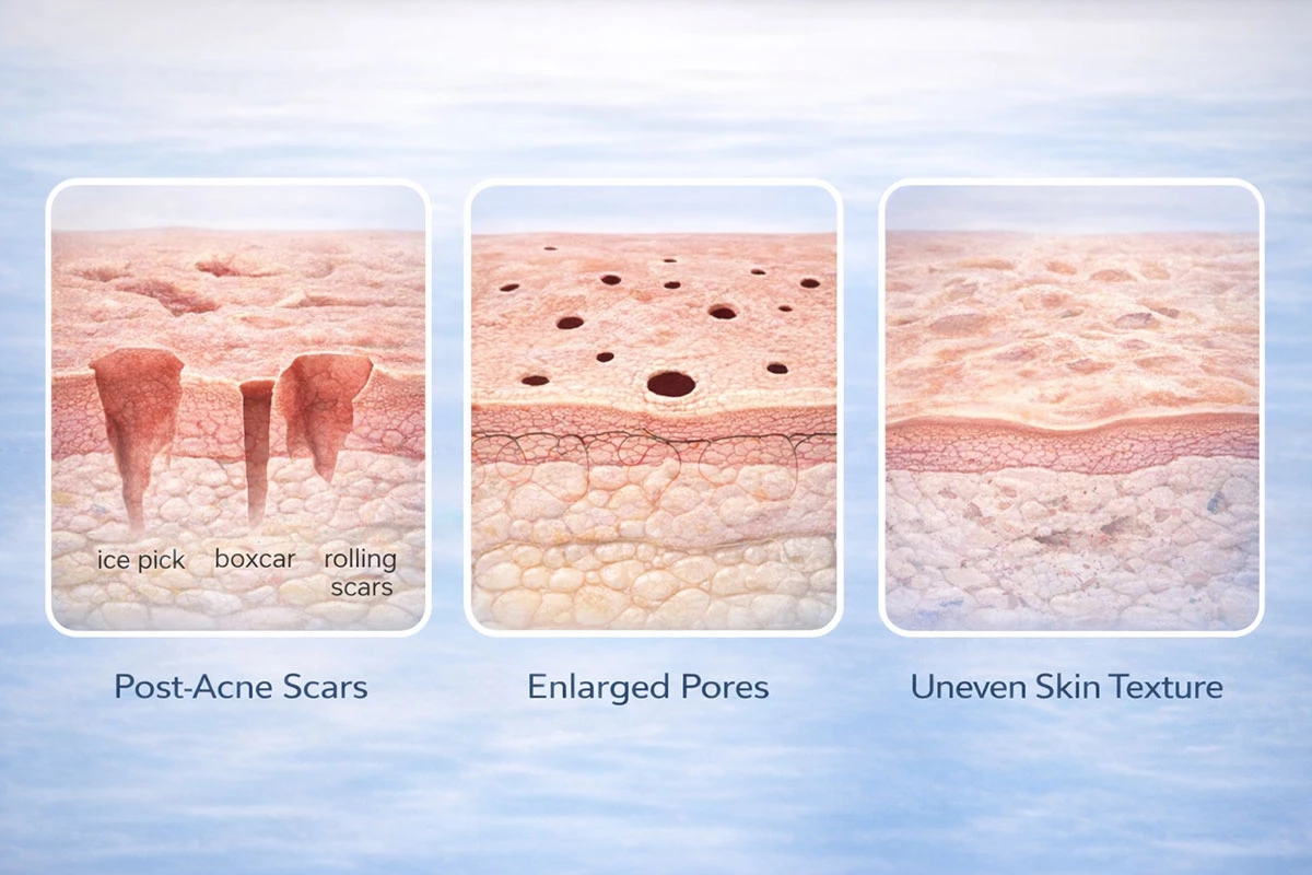 czym różnią się blizny potrądzikowe rozszerzone pory nierówna tekstura skóry