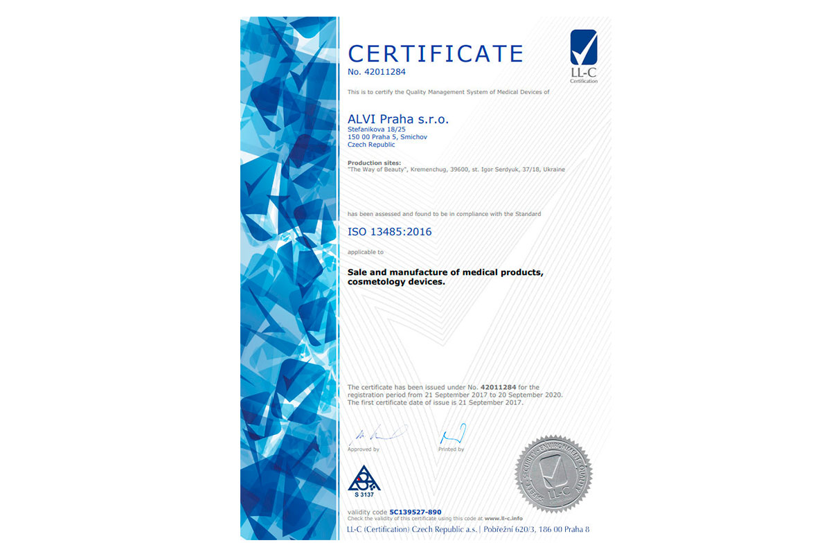 сертификат iso производство косметологического оборадования